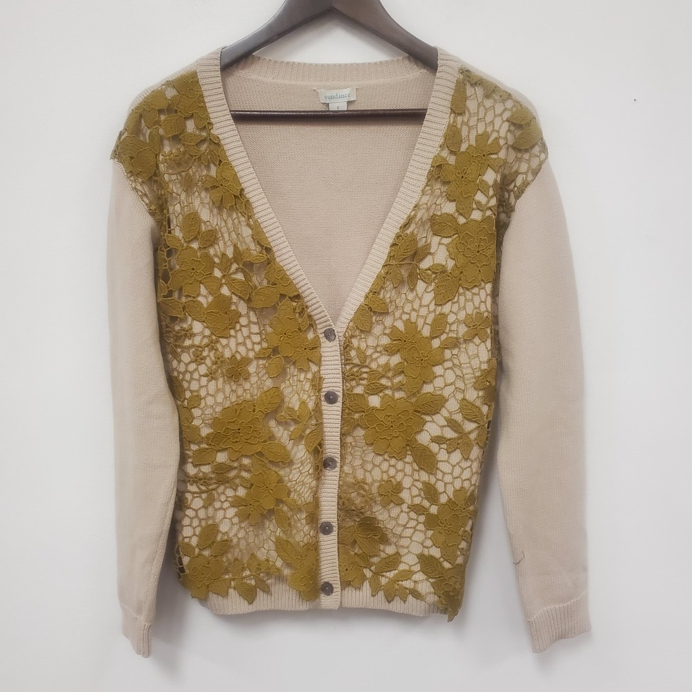 Sundance Garden Floral Cotton Cardigan Size S Lace Whimisgoth Granola Boho